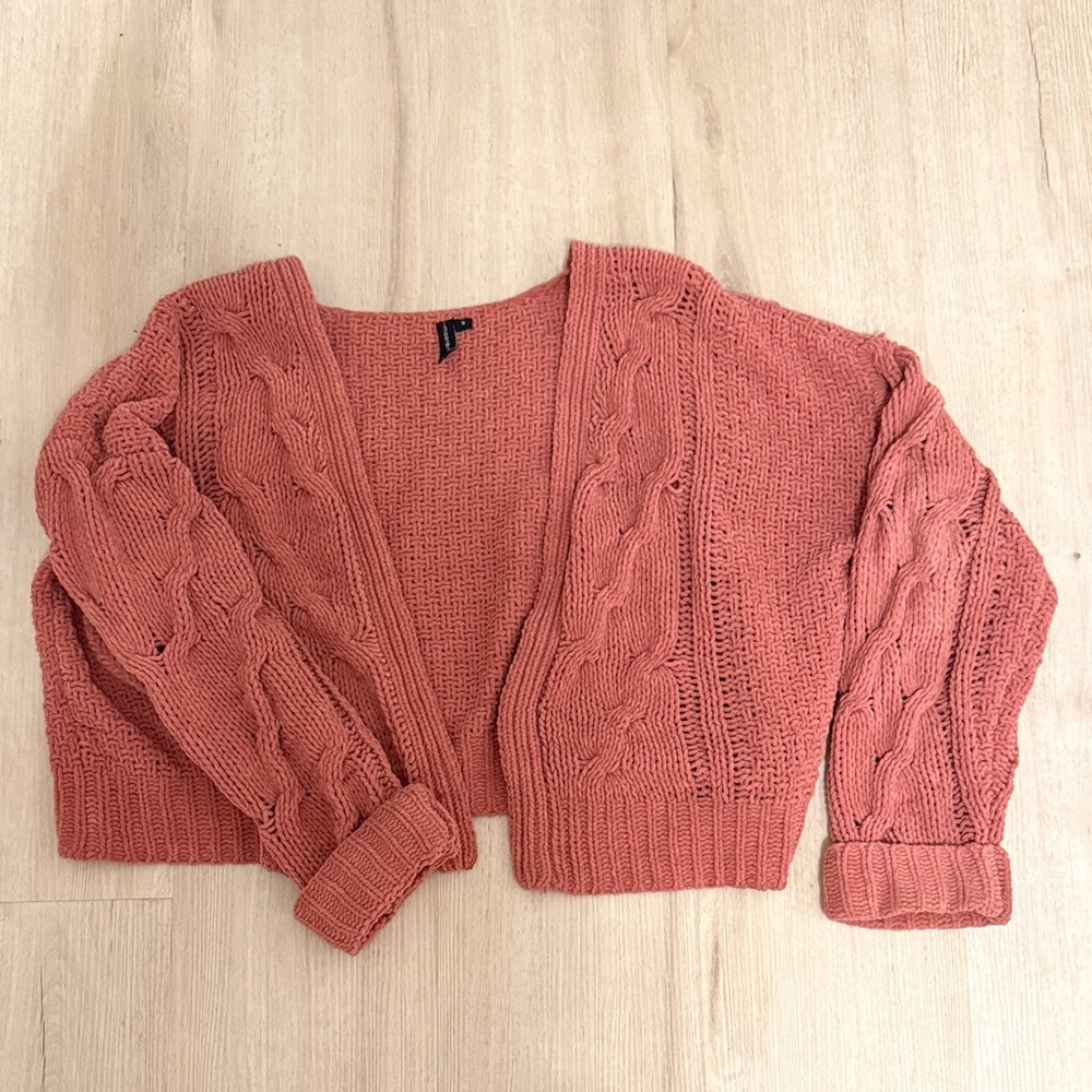 moon & madison Terracotta Cable Knit Cardigan